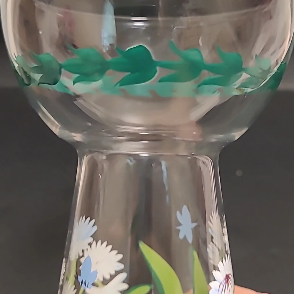Handpainted Floral Vase with Butterflies